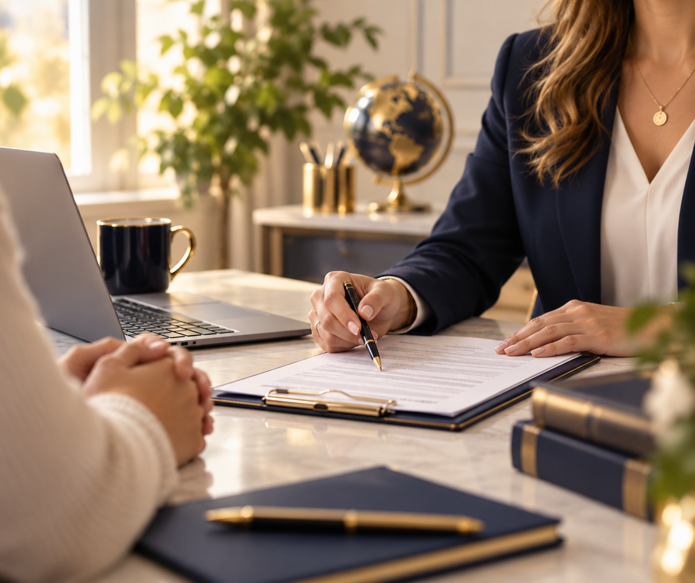 A&N adviser going through documents with a client during a consultation